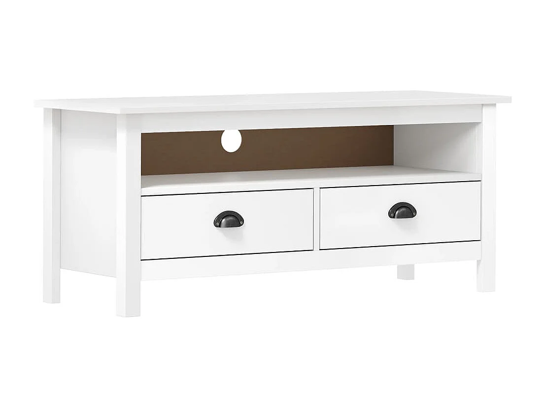 Meuble TV multimédia étagère bois blanc 110 x 40 x 47 cm 02_0027638