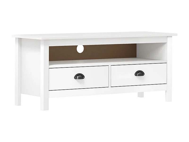 Meuble TV multimédia étagère bois blanc 110 x 40 x 47 cm 02_0027638