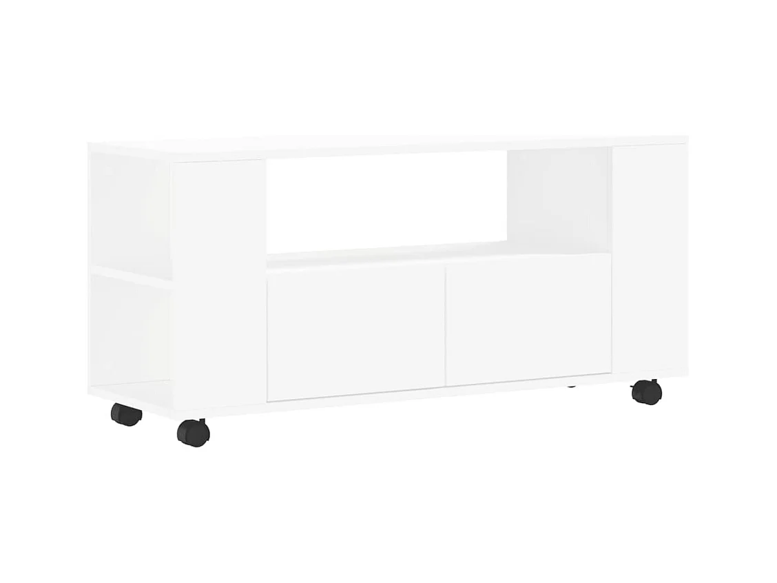 Meuble TV multimédia étagère bois blanc 102 x 34.5 x 43 cm 02_0025559