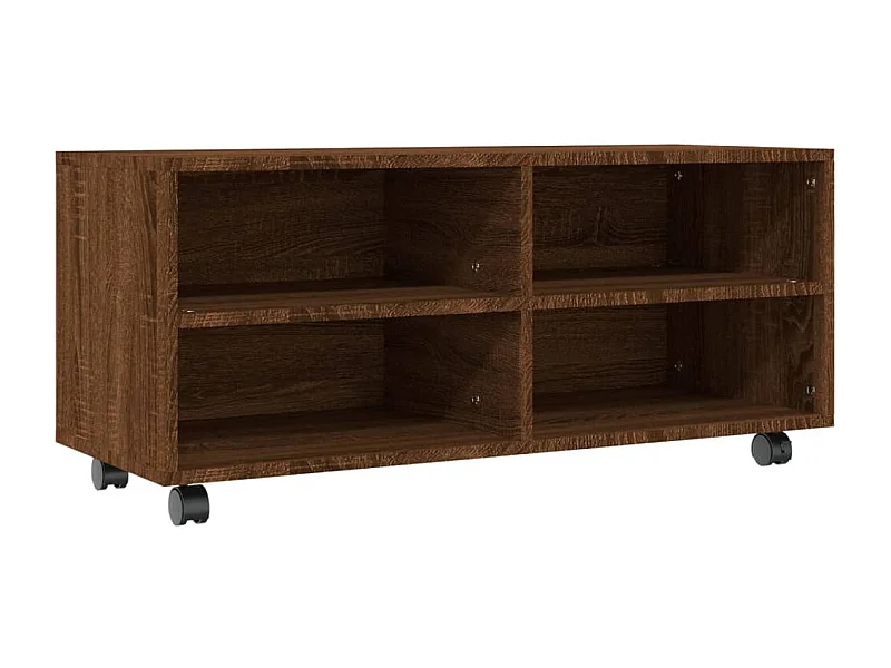 Mueble TV multimedia estante para televisión buffet para televisión comedor salón dormitorio con ruedas roble 90 x 35 x 35 cm madera contrachapada marrón 02_0028480