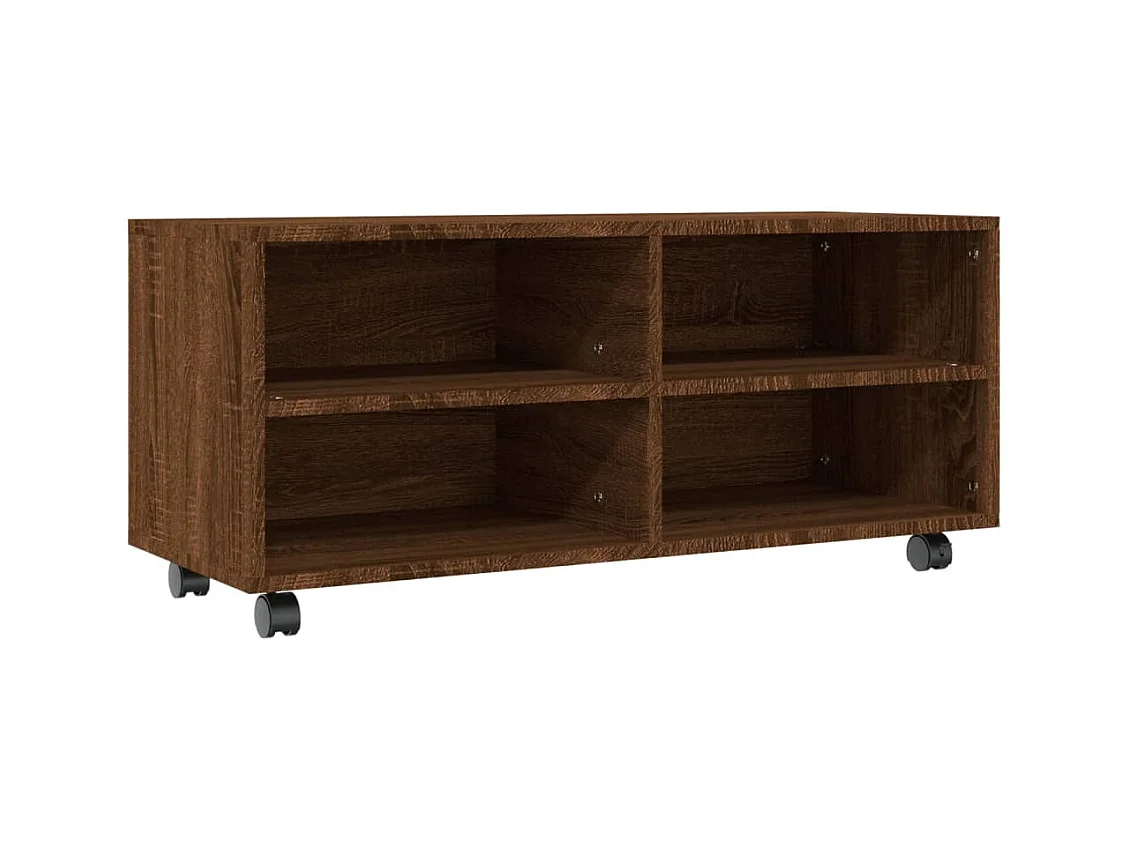 Meuble TV multimédia étagère bois marron 90 x 35 x 35 cm 02_0028480