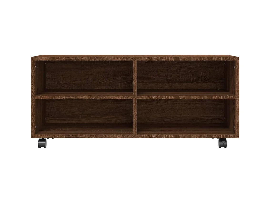 Meuble TV multimédia étagère bois marron 90 x 35 x 35 cm 02_0028480
