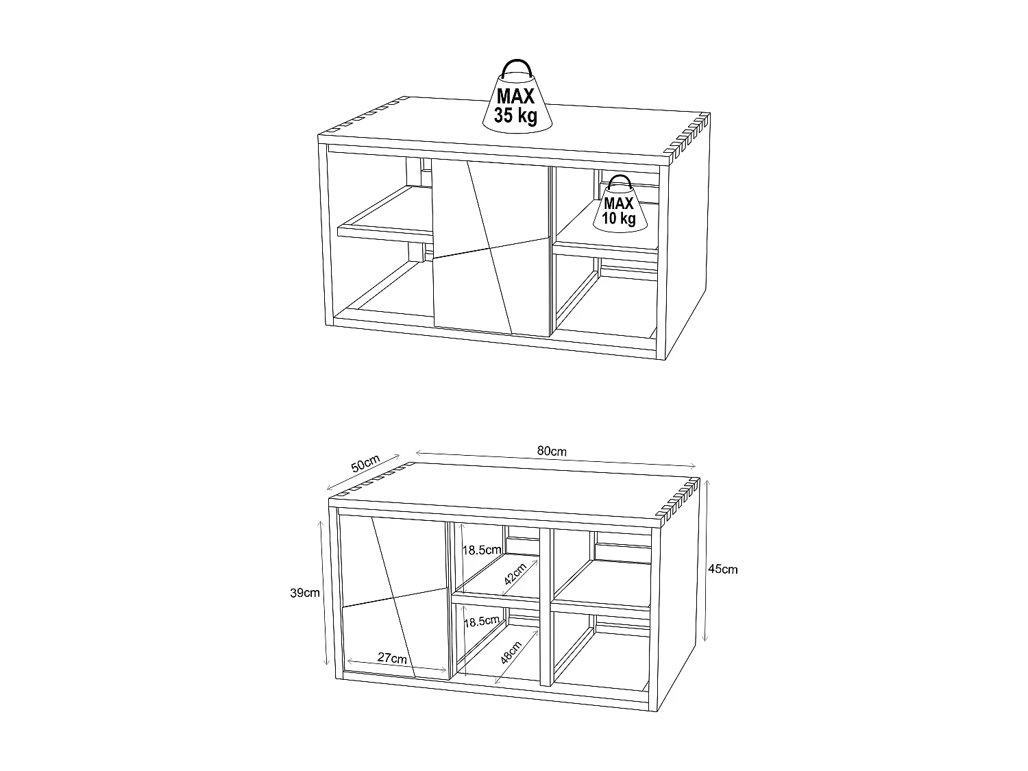 Meuble sous vasque suspendu en teck - L80 cm - SUMBAWA