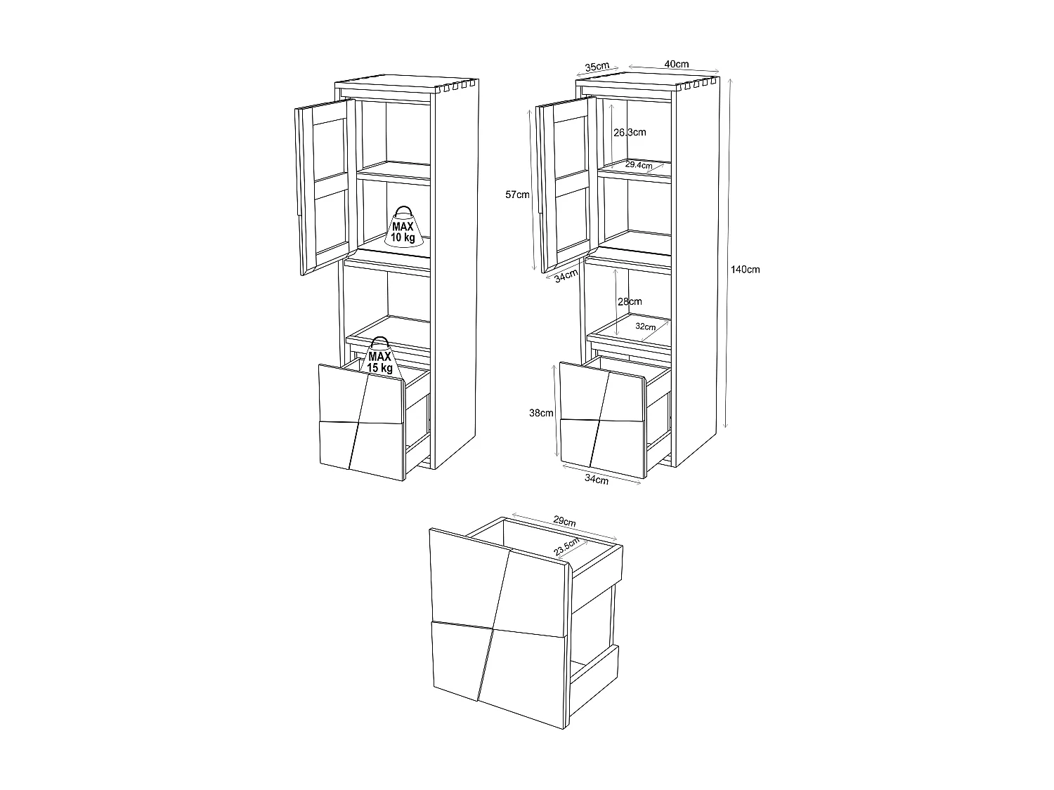 Colonne de salle de bain suspendue en teck - H140 cm - SUMBAWA