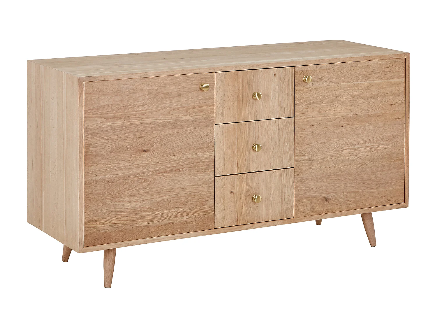 Waschbeckenunterschrank aus Massivholz Eiche - Hell Natur - 145 cm - ZARENO