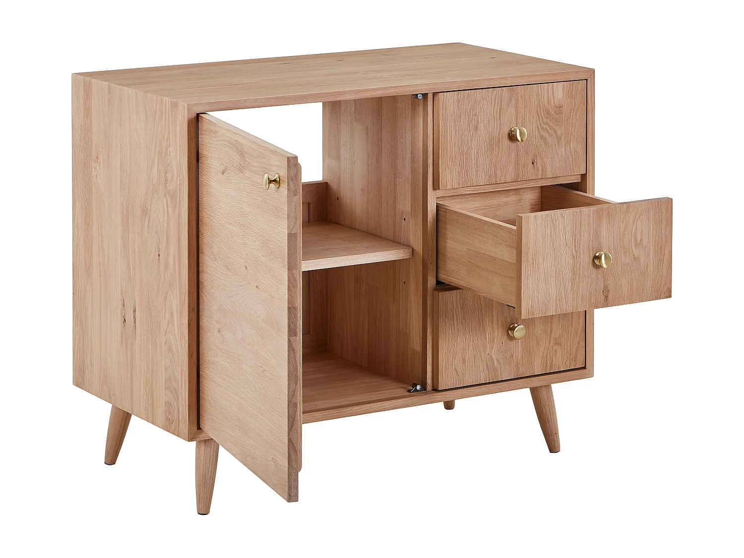 Wastafelonderkast van massief eikenhout - Licht natuurlijk - 93 cm - ZARENO