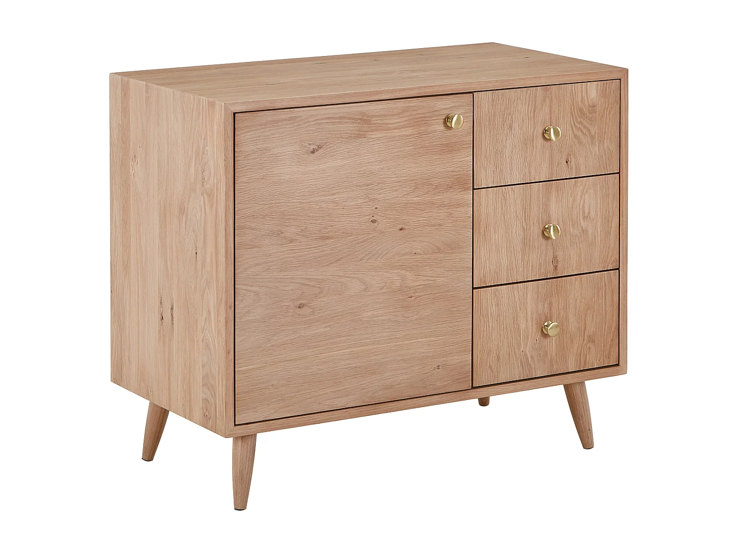 Wastafelonderkast van massief eikenhout - Licht natuurlijk - 93 cm - ZARENO