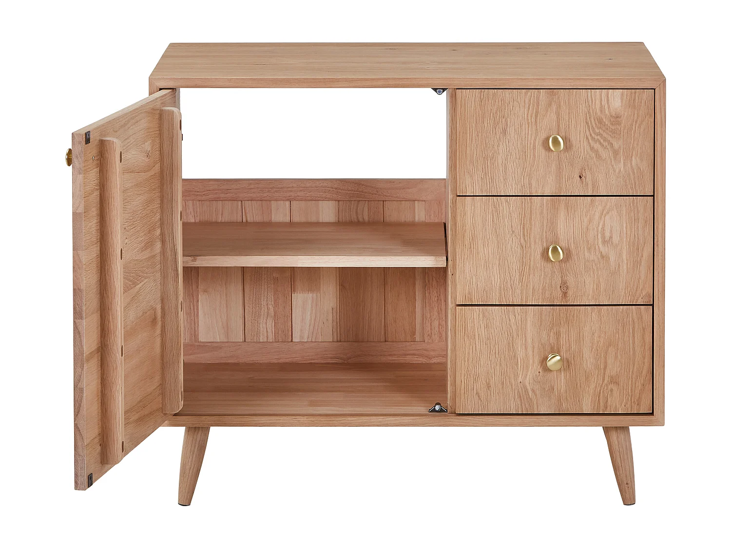 Wastafelonderkast van massief eikenhout - Licht natuurlijk - 93 cm - ZARENO