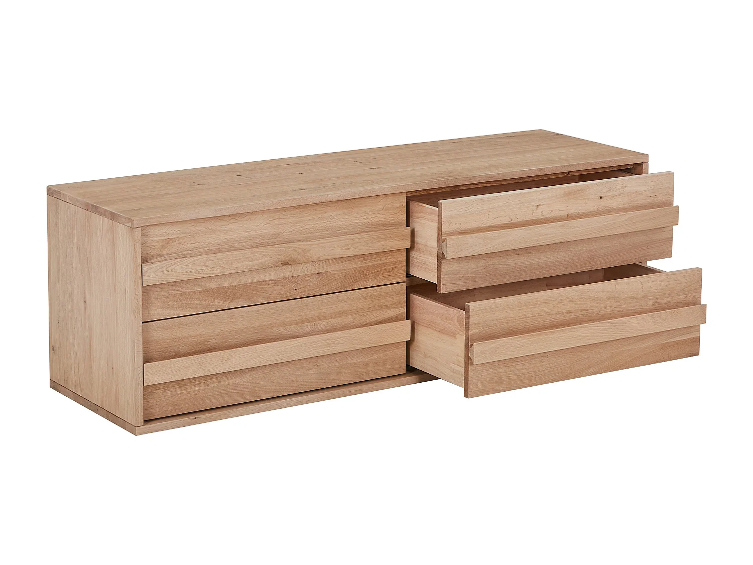 Hängender Waschbeckenunterschrank aus Massivholz Eiche - Hell Natur - 150 cm - SARLO