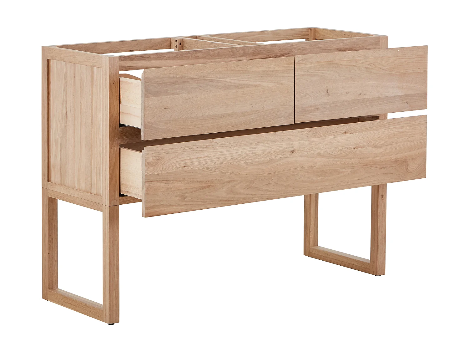 Waschbeckenunterschrank aus Massivholz Eiche - Hell Natur - 120 cm - TARELO