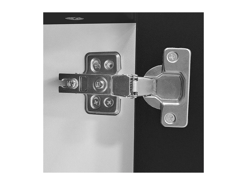 Meuble TV noir brillant pieds blancs portes tiroirs élégants bandeau lumineux LED