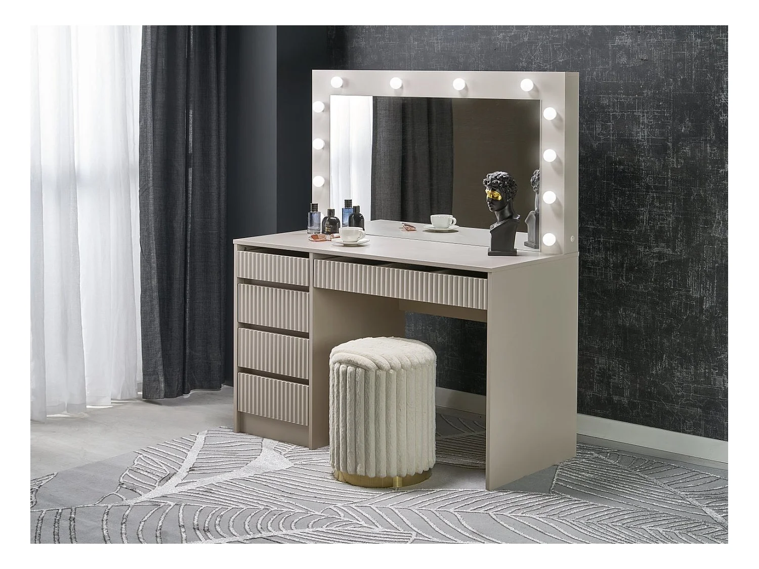Coiffeuse Hollywood/LED/Beige