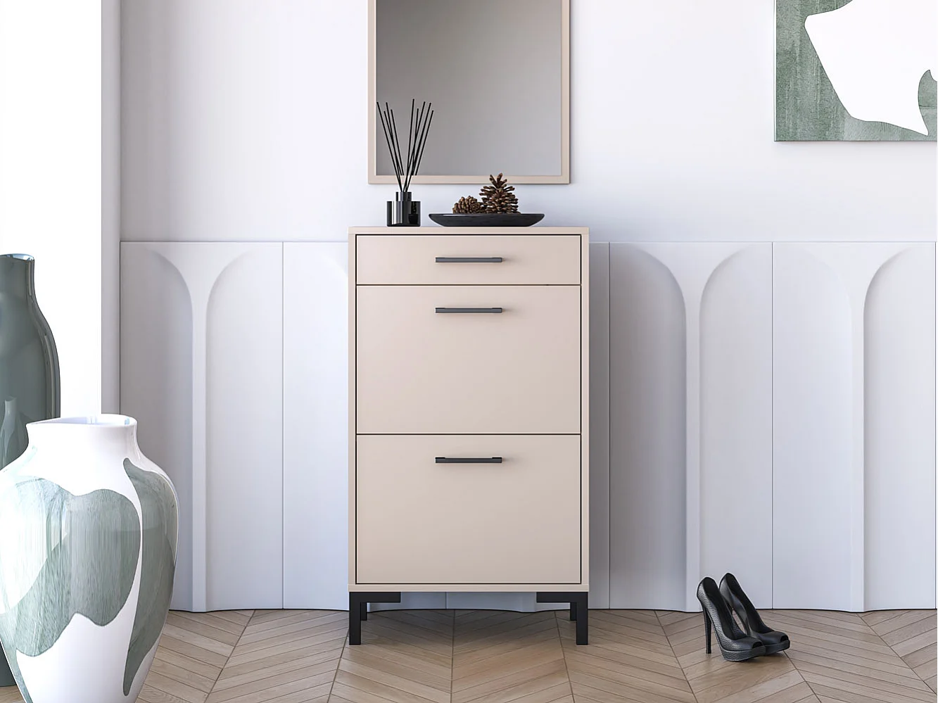 SCHUHSCHRANK Oiven Cashmere 55 / 34 / 94cm