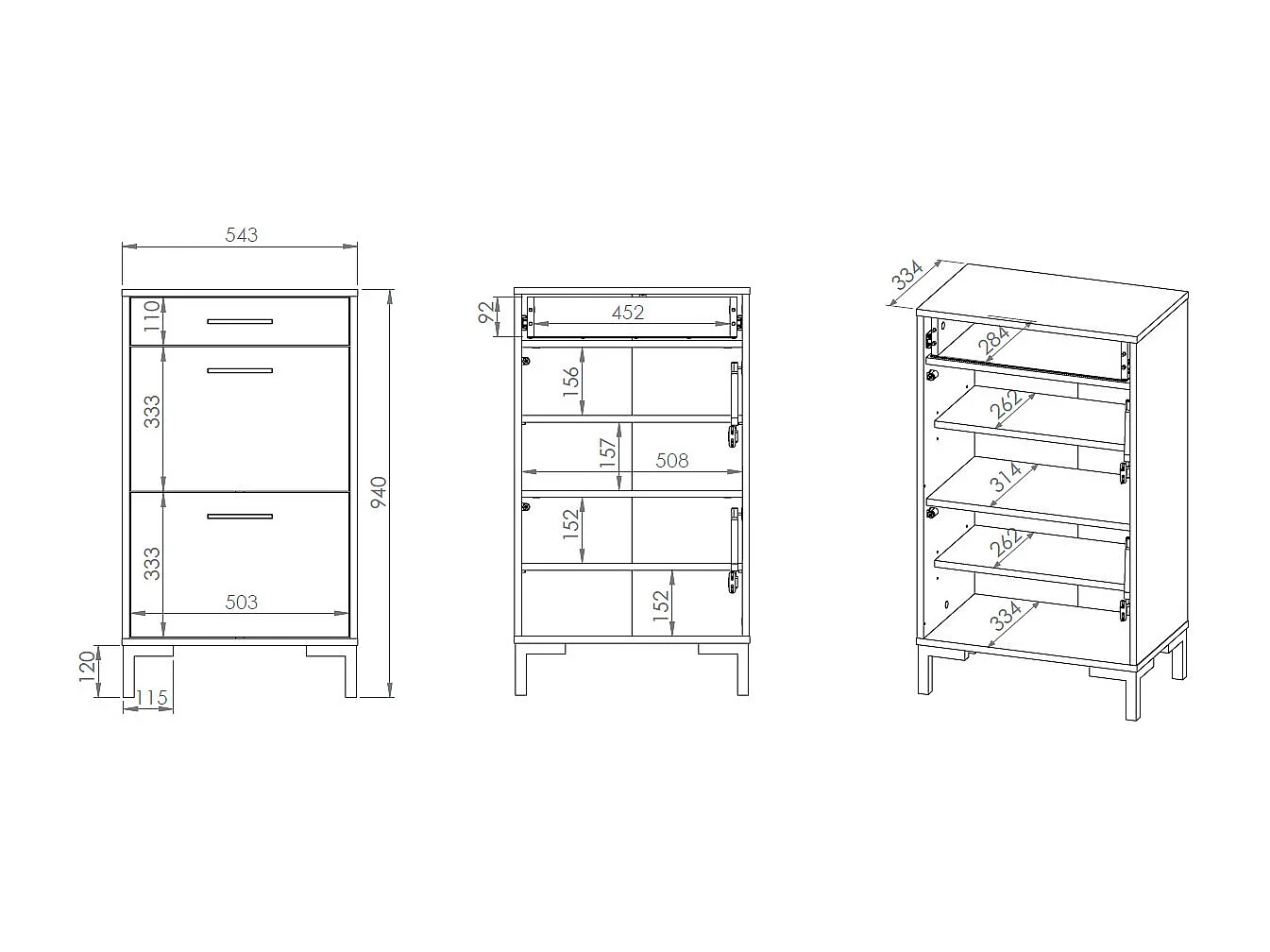 SCHUHSCHRANK Oiven Cashmere 55 / 34 / 94cm