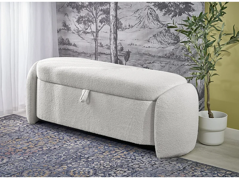 Panca Ficaria/rivestimento in tessuto-Bouclé/cassetta per banca/Beige