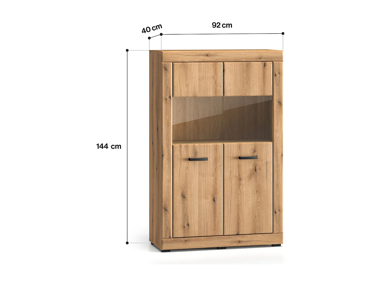 VITRINE Dora Evoke Eiche 92 / 40 / 144 cm