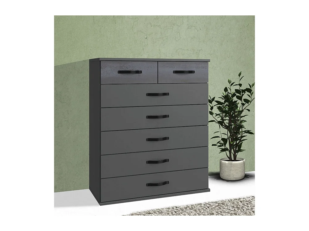 KOMMODE Duo2 Graphit / Digitalprint Steel-Optik 91 / 40 / 106cm