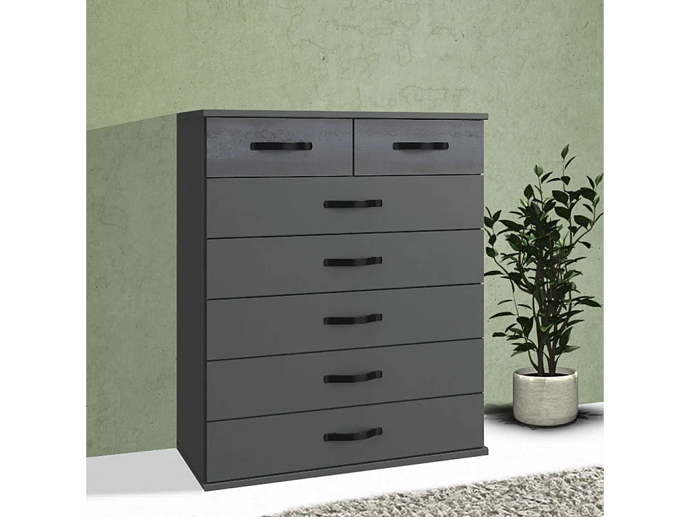 KOMMODE Duo2 Graphit / Digitalprint Steel-Optik 91 / 40 / 106cm