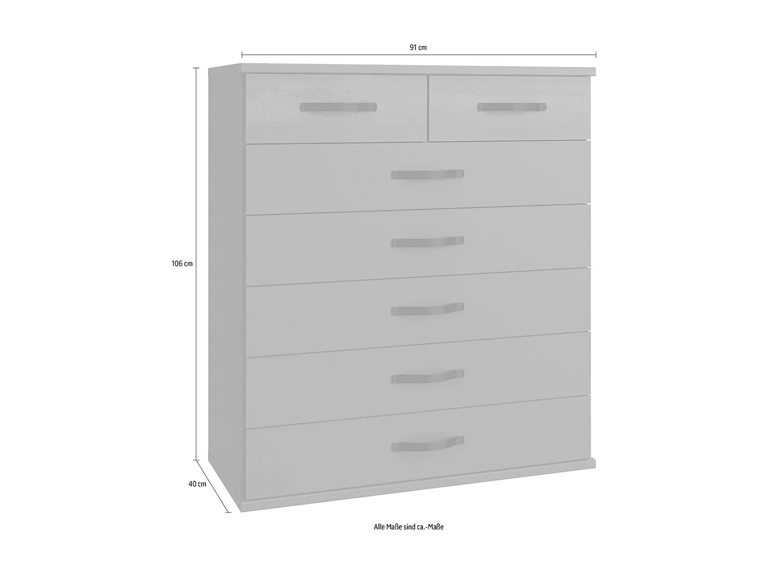 KOMMODE Duo2 Graphit / Digitalprint Steel-Optik 91 / 40 / 106cm