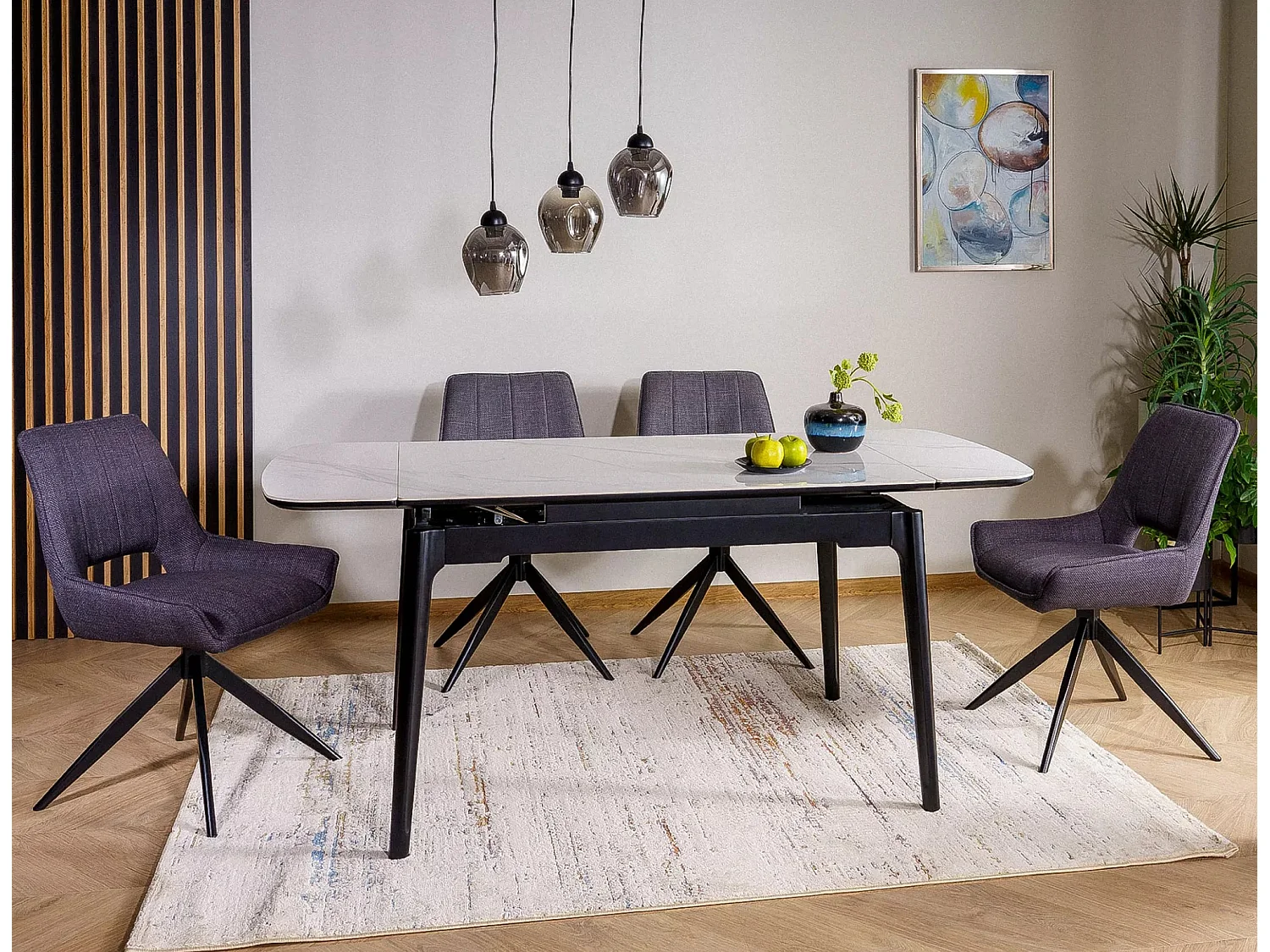 Table à manger Sento/Extensible/Céramique/Bois/Blanc