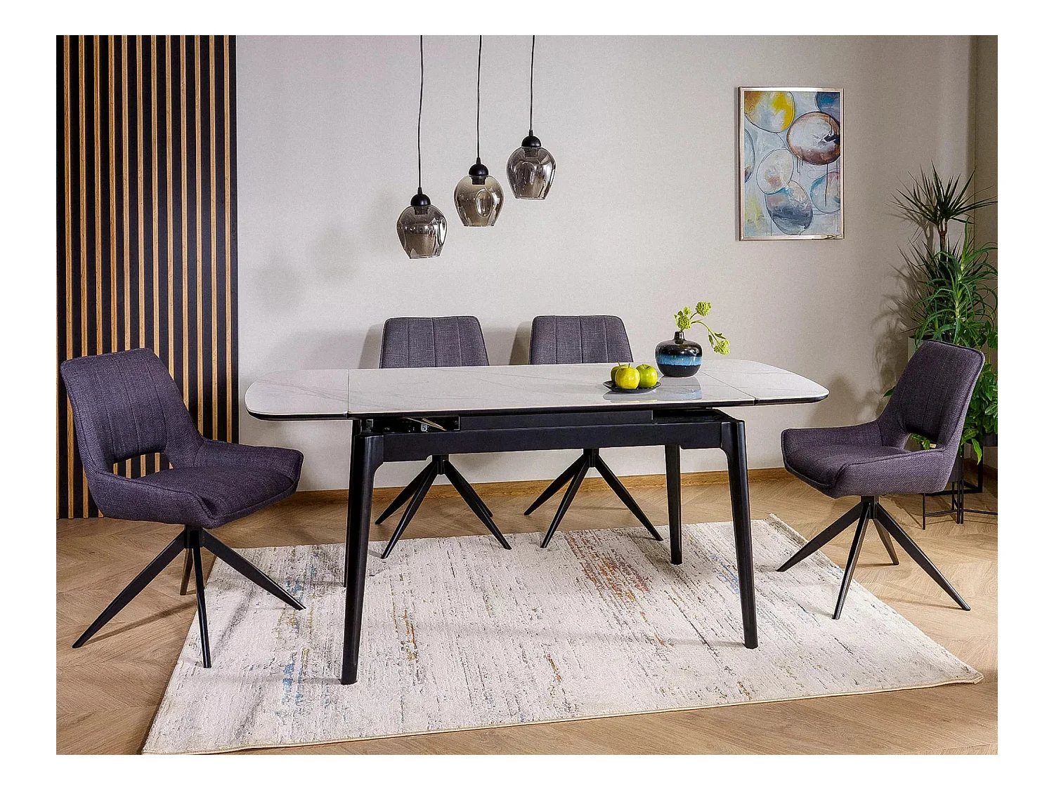 Table à manger Sento/Extensible/Céramique/Bois/Blanc