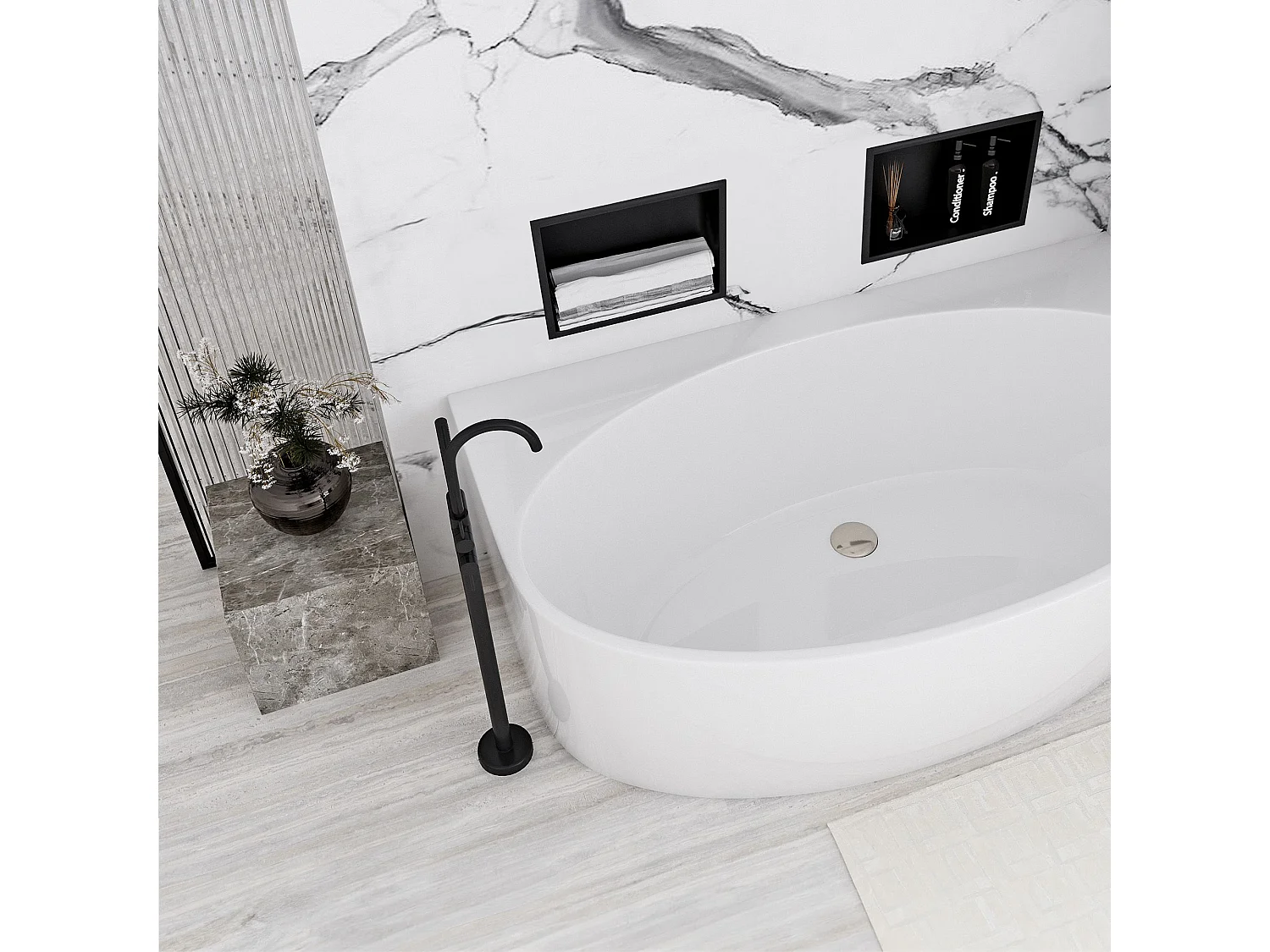 Étagère D'Encastrement Pour Salle De Bains Rea 4 BLACK