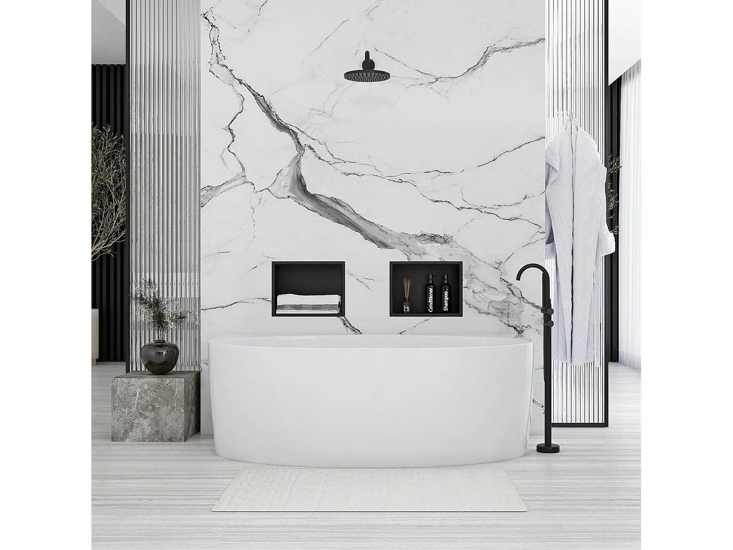 Étagère D'Encastrement Pour Salle De Bains Rea 4 BLACK