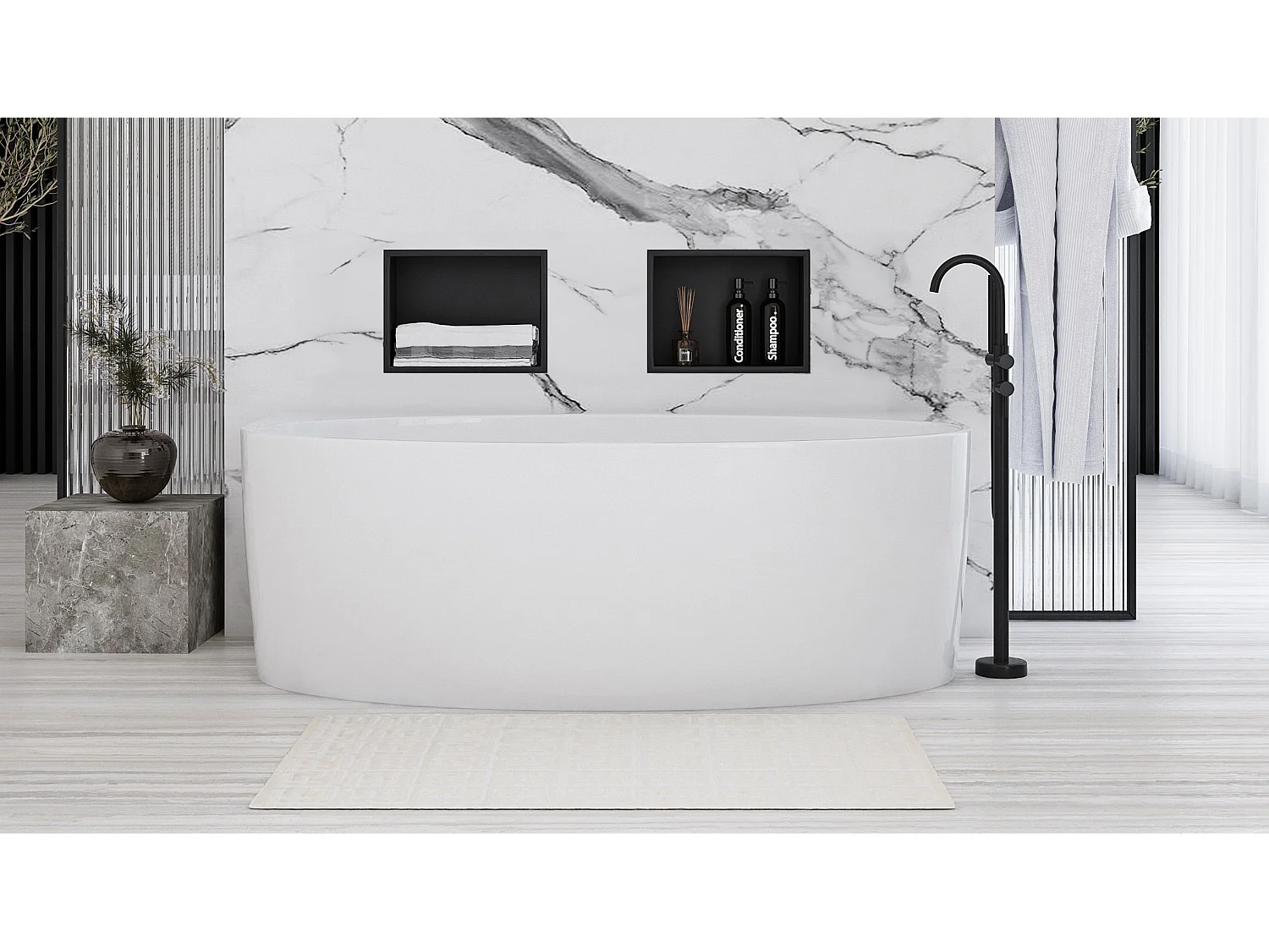 Étagère D'Encastrement Pour Salle De Bains Rea 4 BLACK