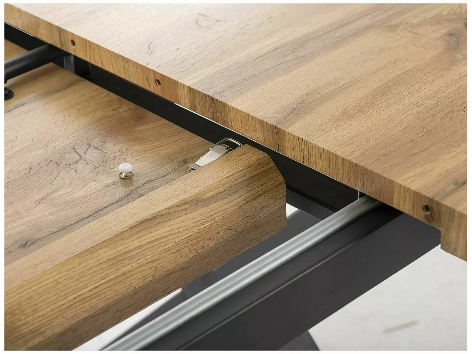 Esstisch Xaviero/MDF+Furnier/Metall/Ausziehbar/Braun