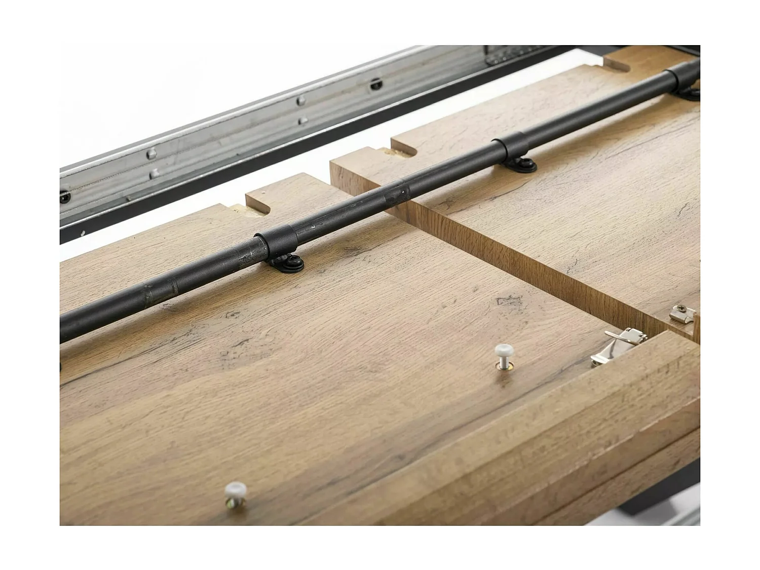 Esstisch Xaviero/MDF+Furnier/Metall/Ausziehbar/Braun