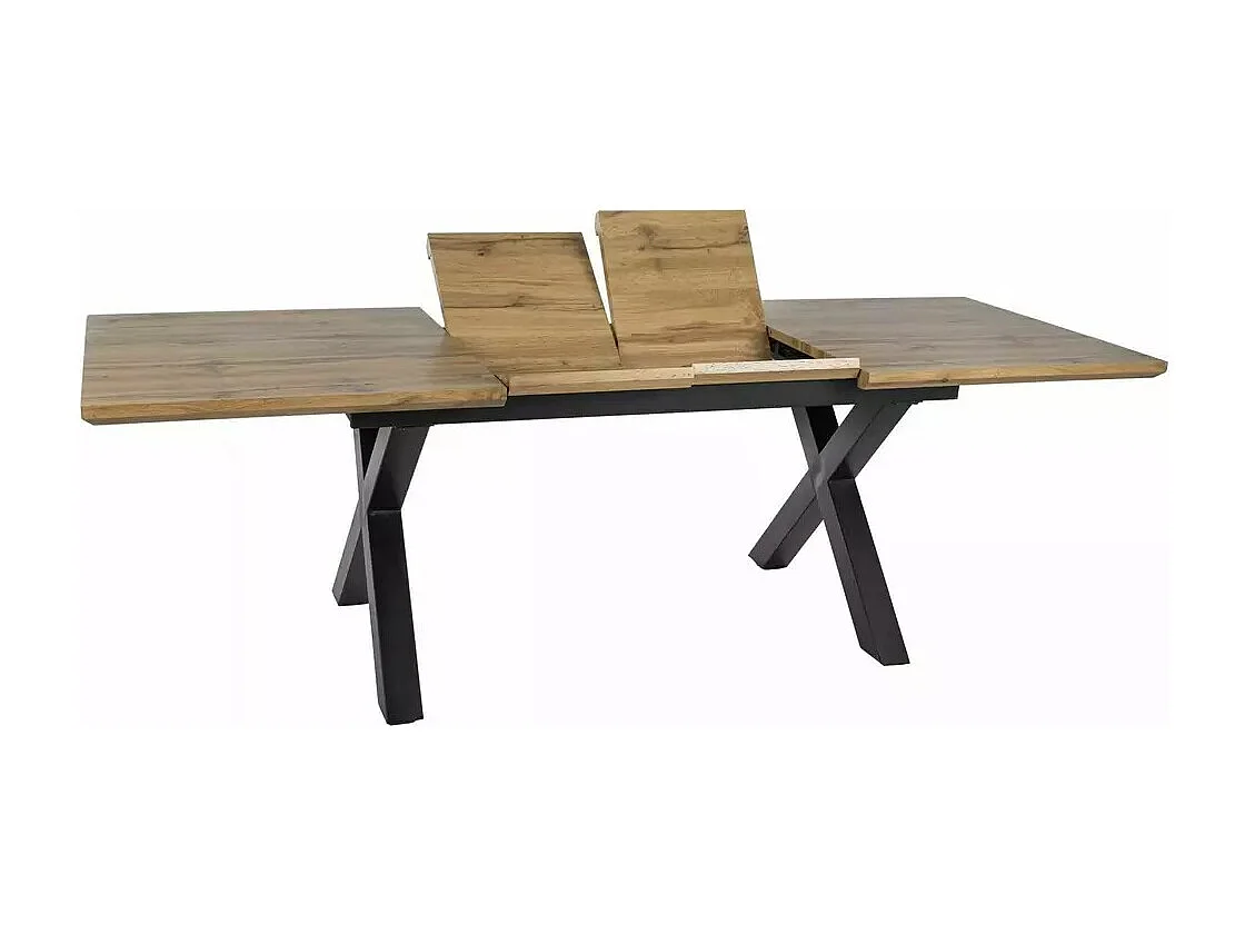 Esstisch Xaviero/MDF+Furnier/Metall/Ausziehbar/Braun