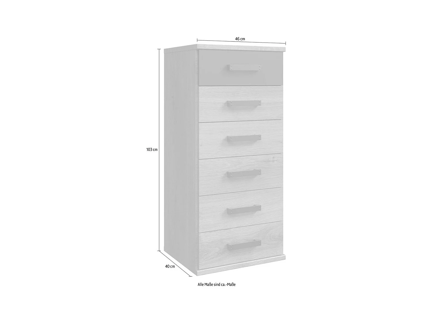 SCHUBKASTENKOMMODE Cork Plankeneiche / graphit 46 / 40 / 103cm
