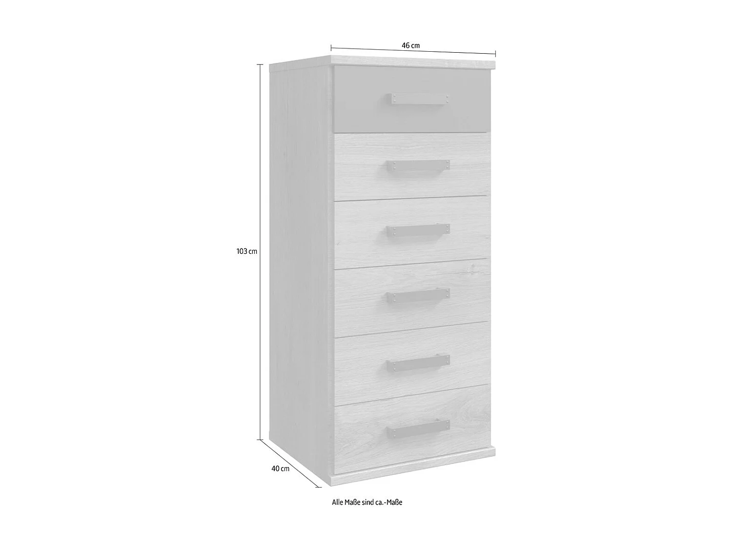 SCHUBKASTENKOMMODE Cork Plankeneiche / graphit 46 / 40 / 103cm