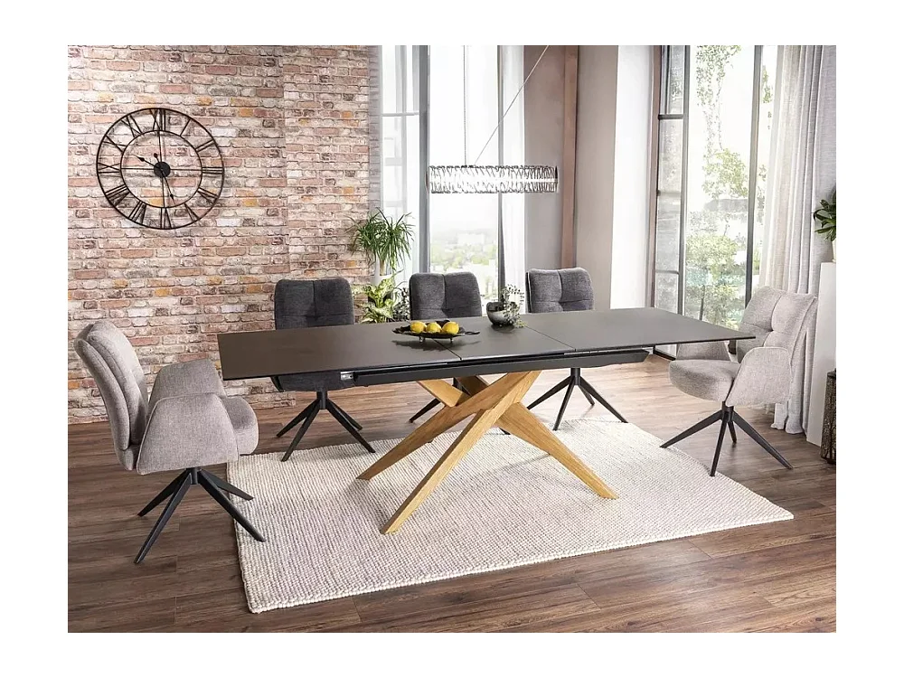 Table à manger Ossido/Céramique/Bois/Extensible/Marron