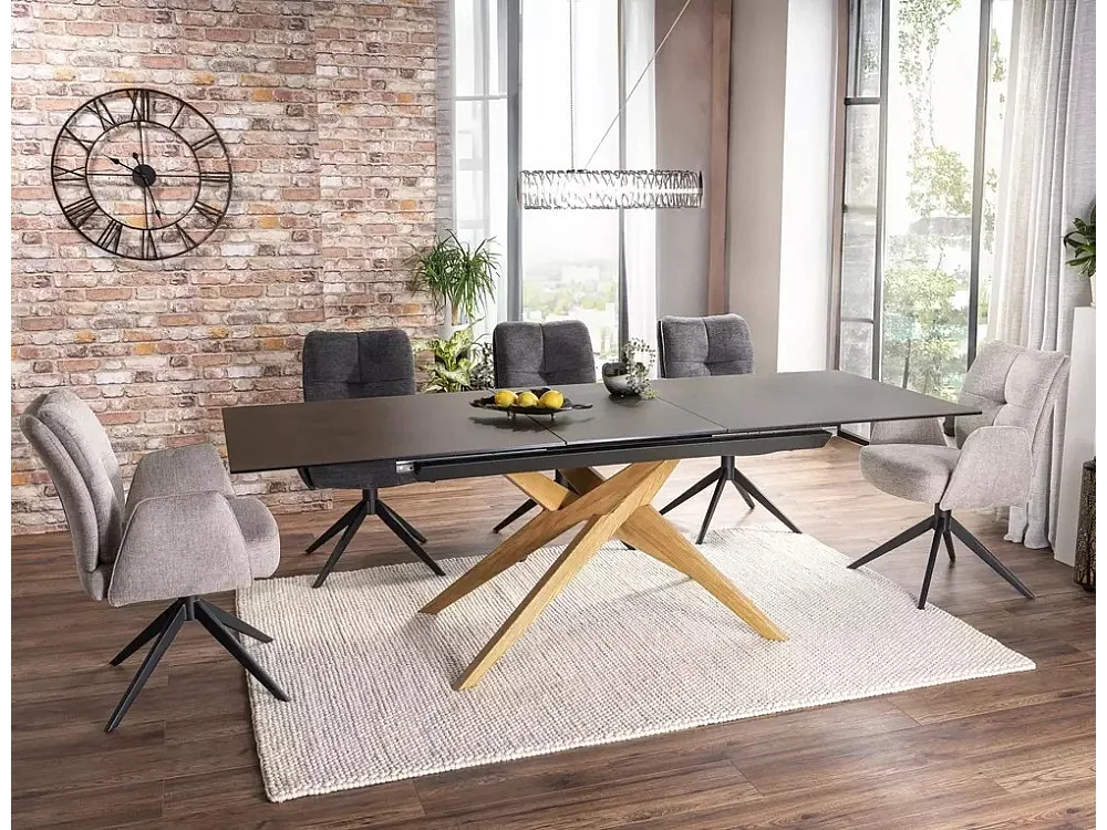 Table à manger Ossido/Céramique/Bois/Extensible/Marron