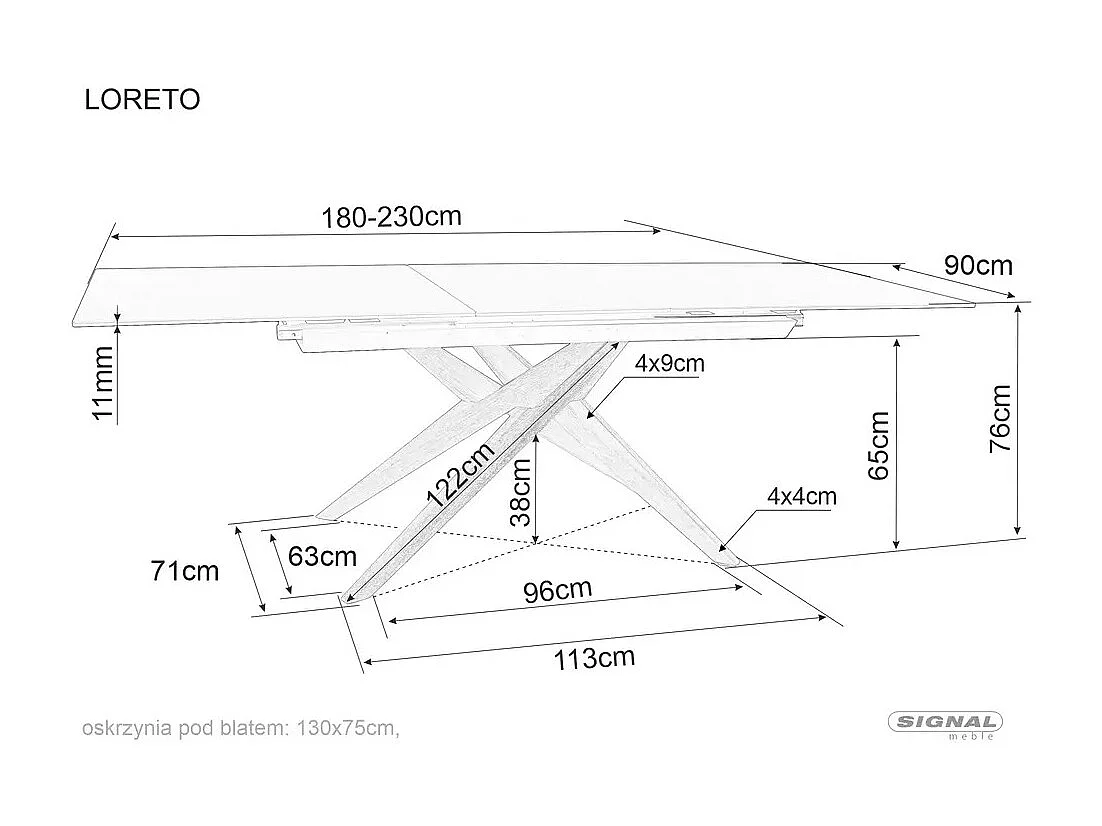 Table à manger Ossido/Céramique/Bois/Extensible/Marron