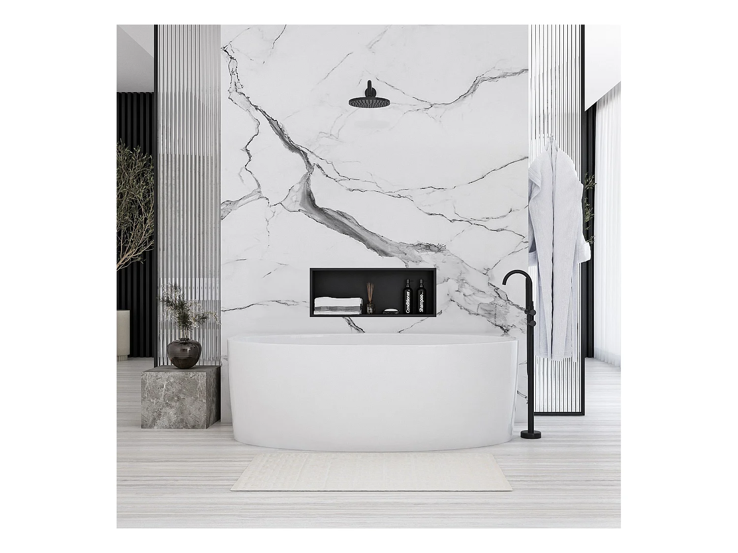 Étagère D'Encastrement Pour Salle De Bains Rea 6 BLACK