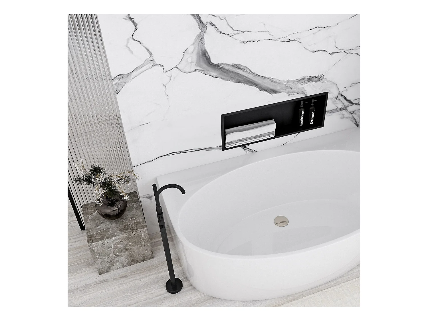 Étagère D'Encastrement Pour Salle De Bains Rea 6 BLACK