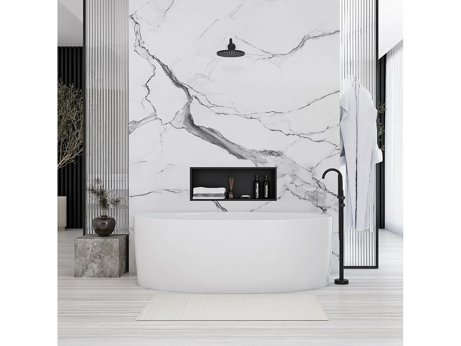 Étagère D'Encastrement Pour Salle De Bains Rea 6 BLACK