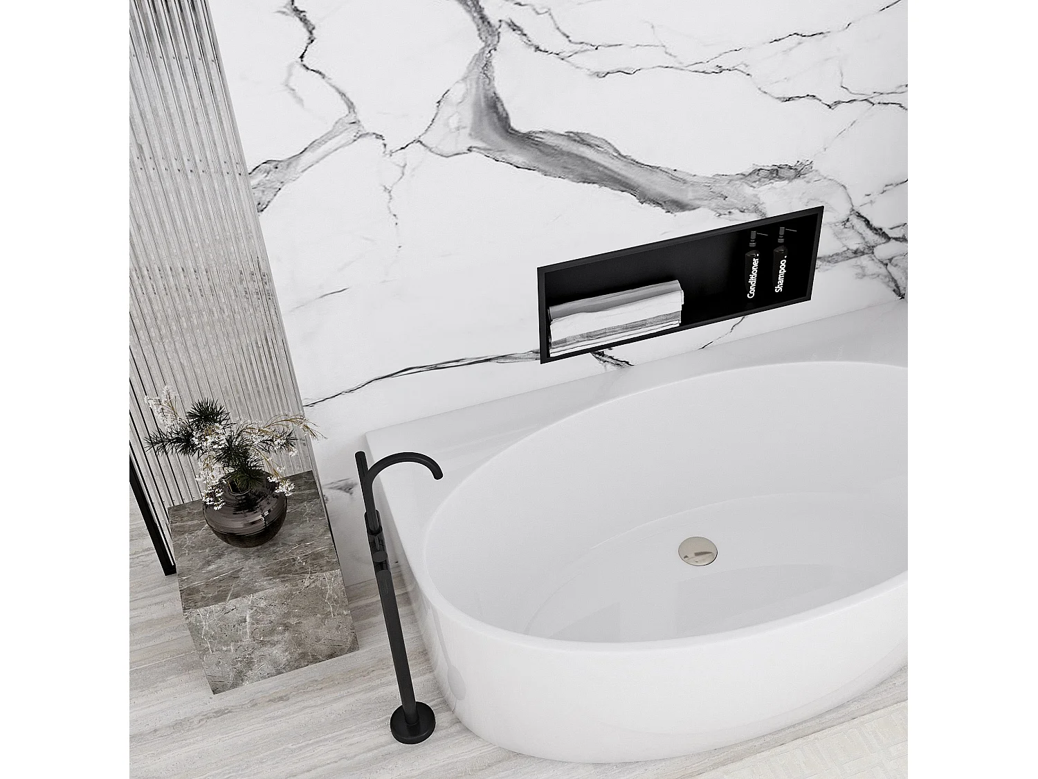 Étagère D'Encastrement Pour Salle De Bains Rea 6 BLACK