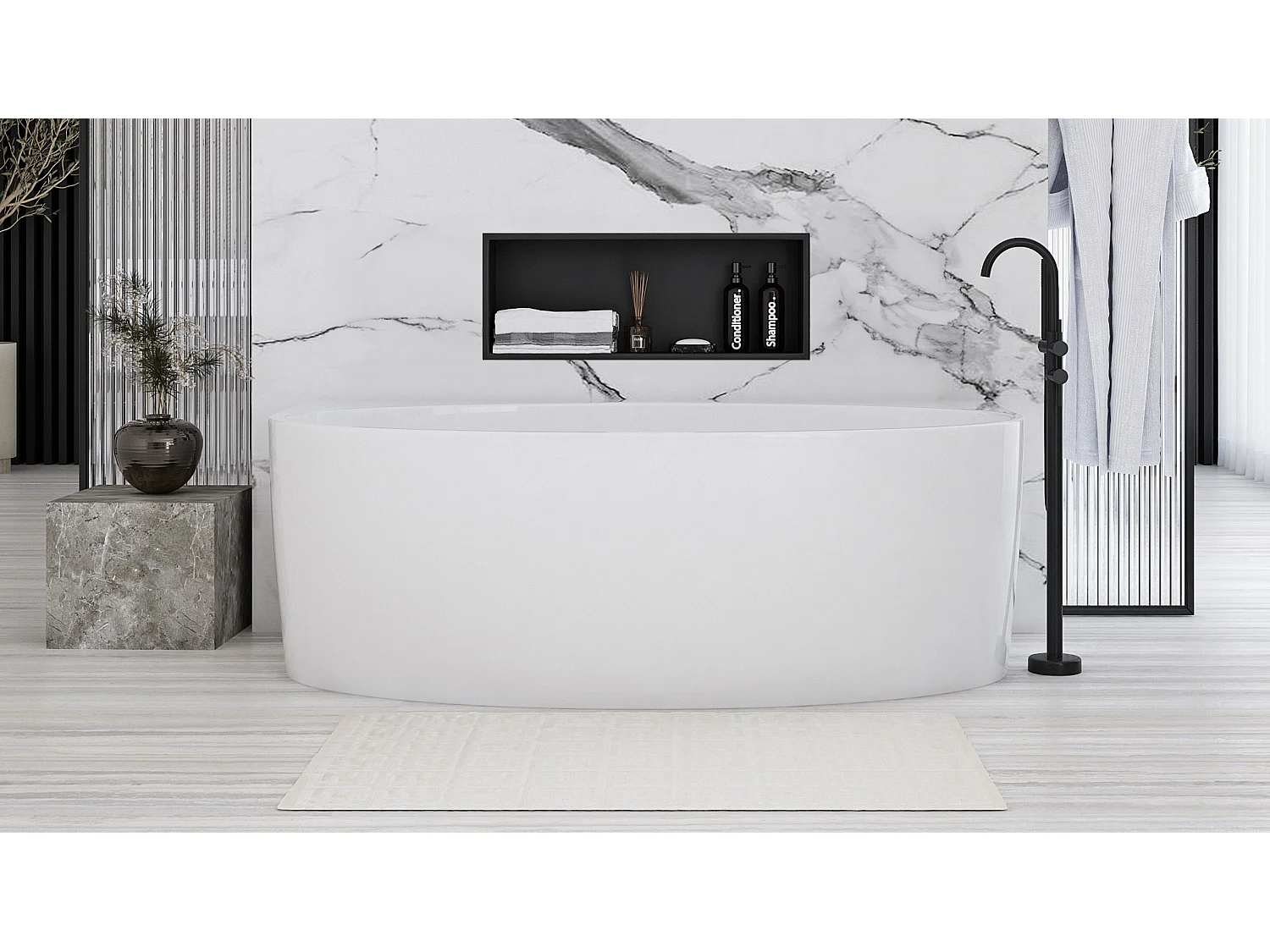 Étagère D'Encastrement Pour Salle De Bains Rea 6 BLACK