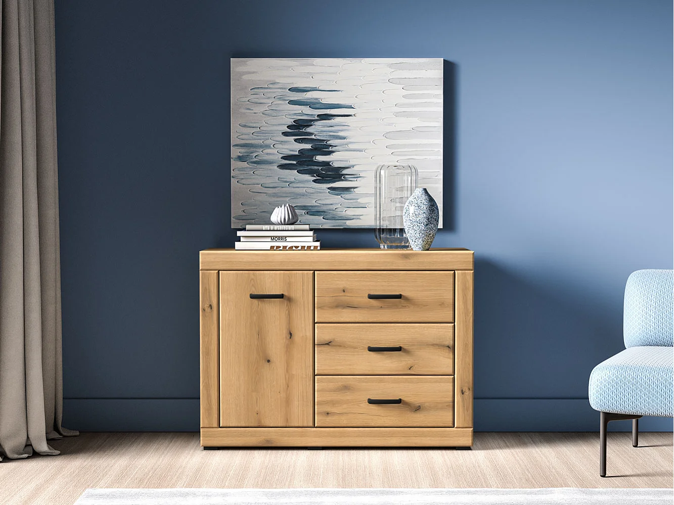 KOMMODE Dora Evoke Eiche 116 / 40 / 85 cm