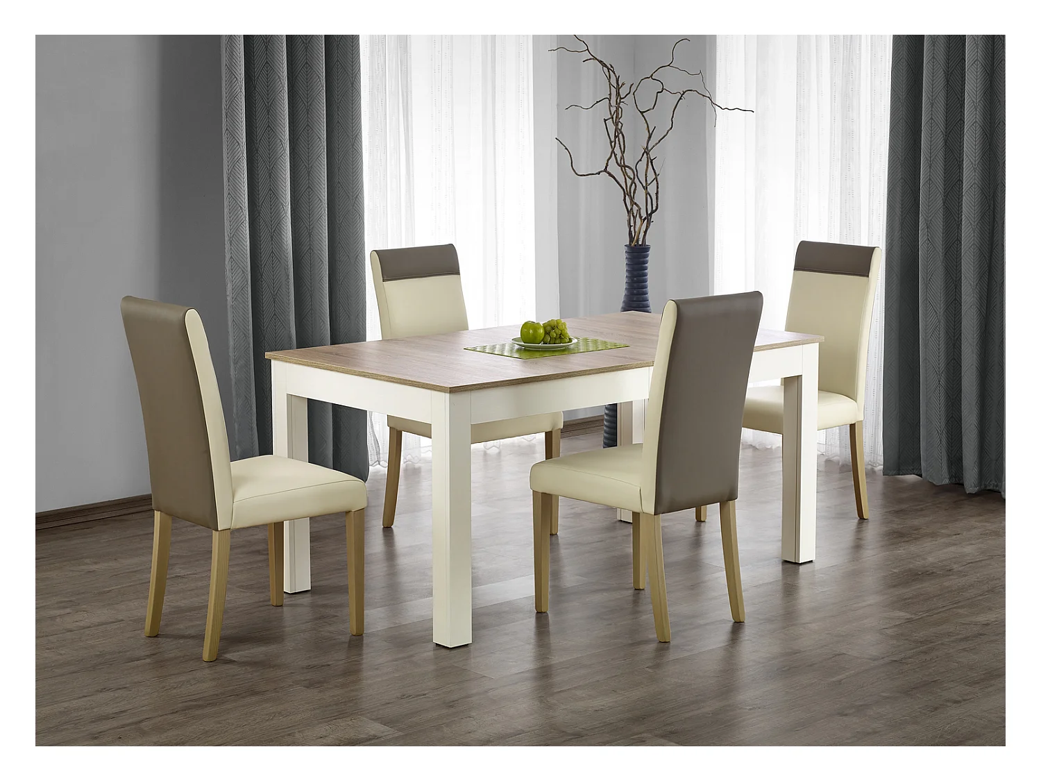 Table à manger Severin/Extra longue/Extensible/Blanc&Sonoma