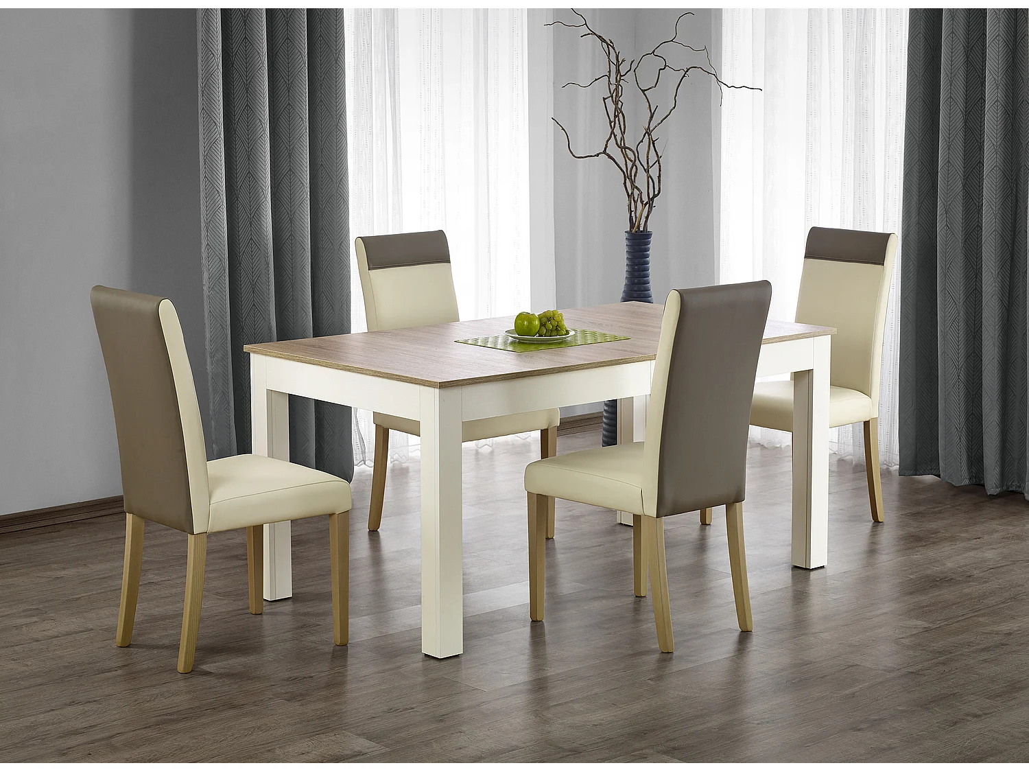 Table à manger Severin/Extra longue/Extensible/Blanc&Sonoma