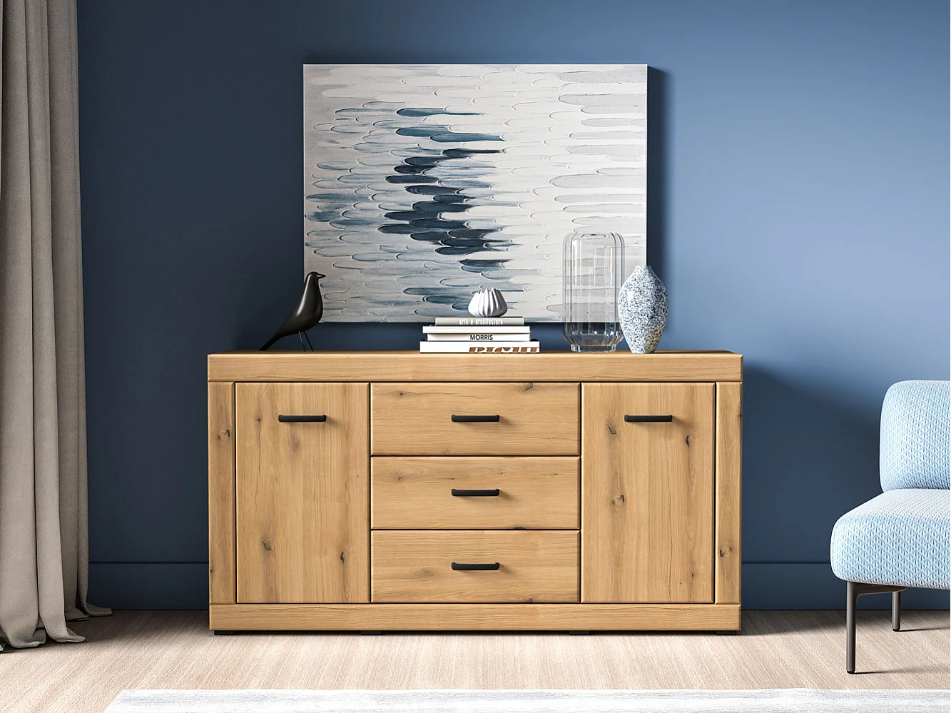 KOMMODE Dora Evoke Eiche 160 / 40 / 85 cm