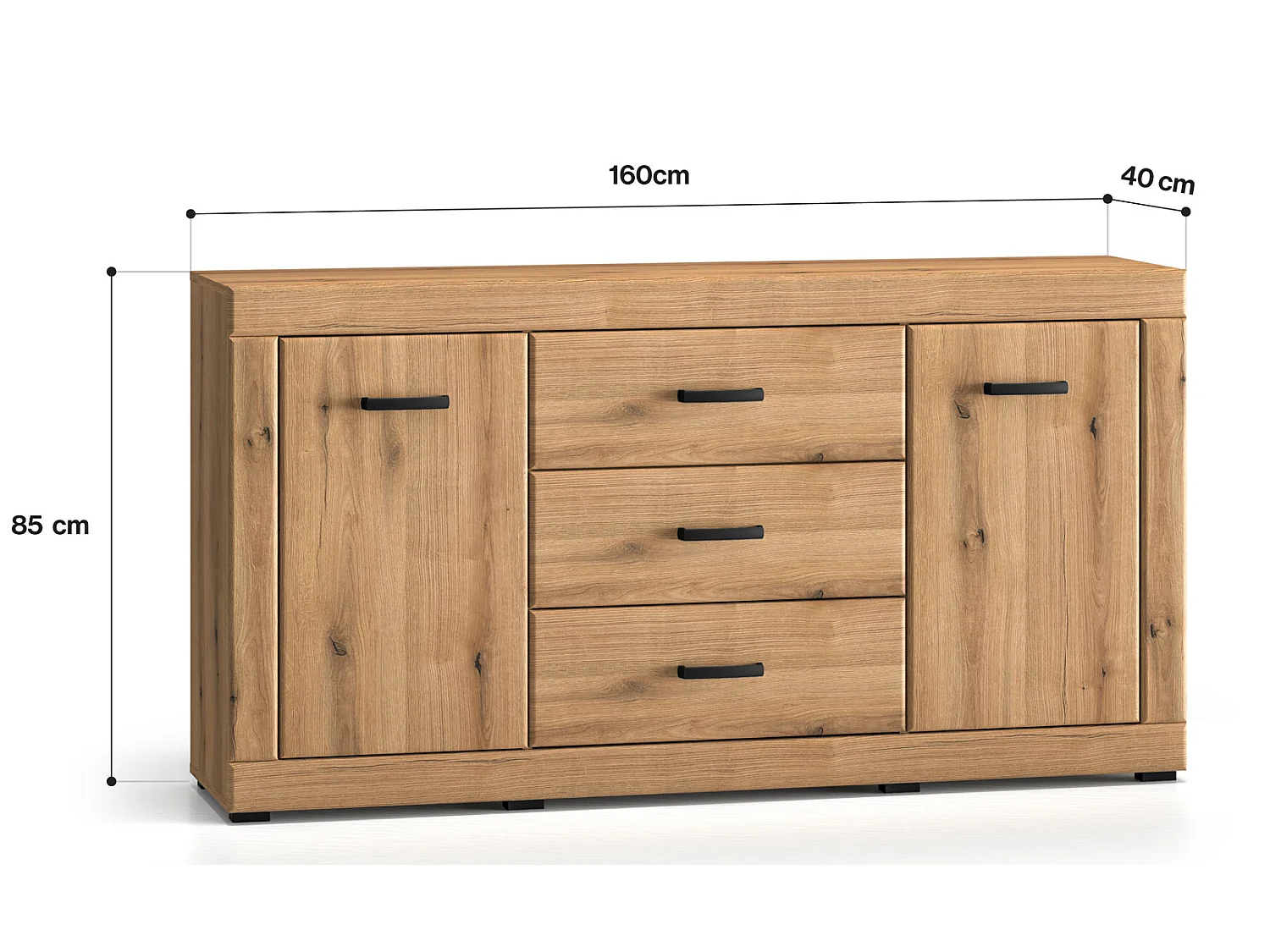 KOMMODE Dora Evoke Eiche 160 / 40 / 85 cm