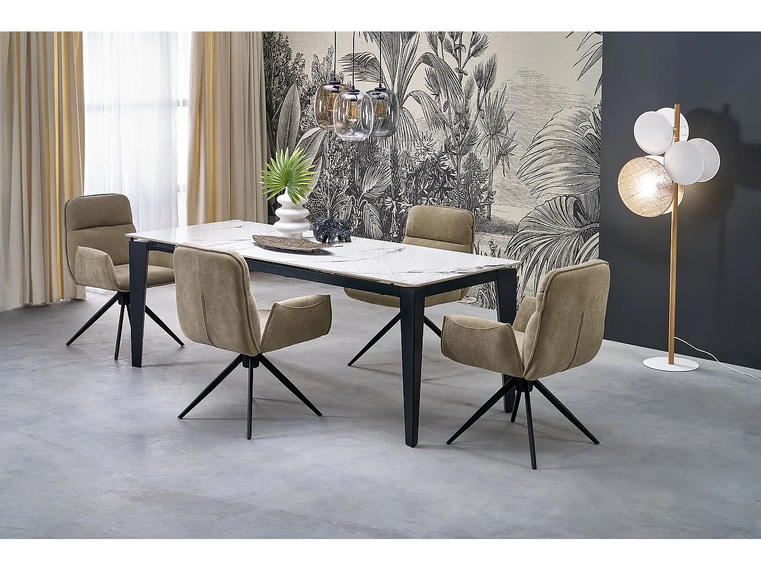 Tavolo da pranzo Felix (81x141-201)/Sinterizzato/Estensibile/Bianco/Nero