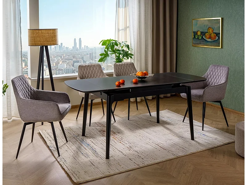 Table à manger Sento/Extensible/Céramique/Bois/Noir