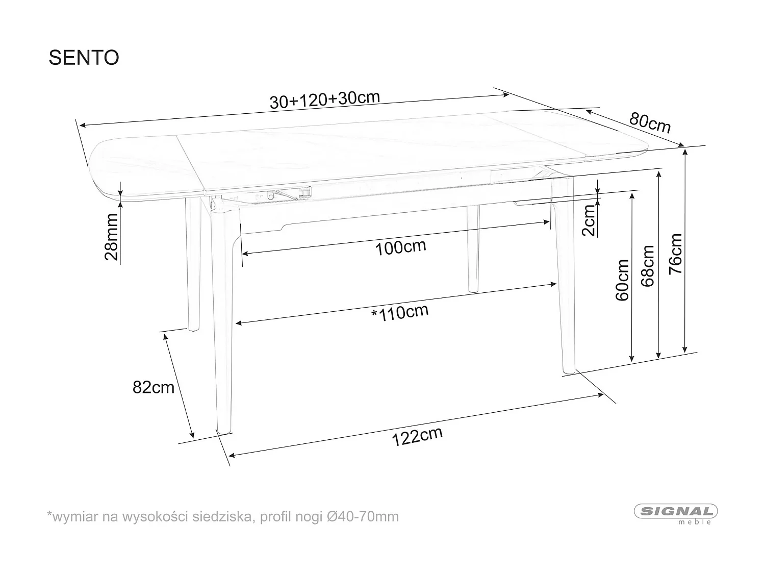 Table à manger Sento/Extensible/Céramique/Bois/Noir
