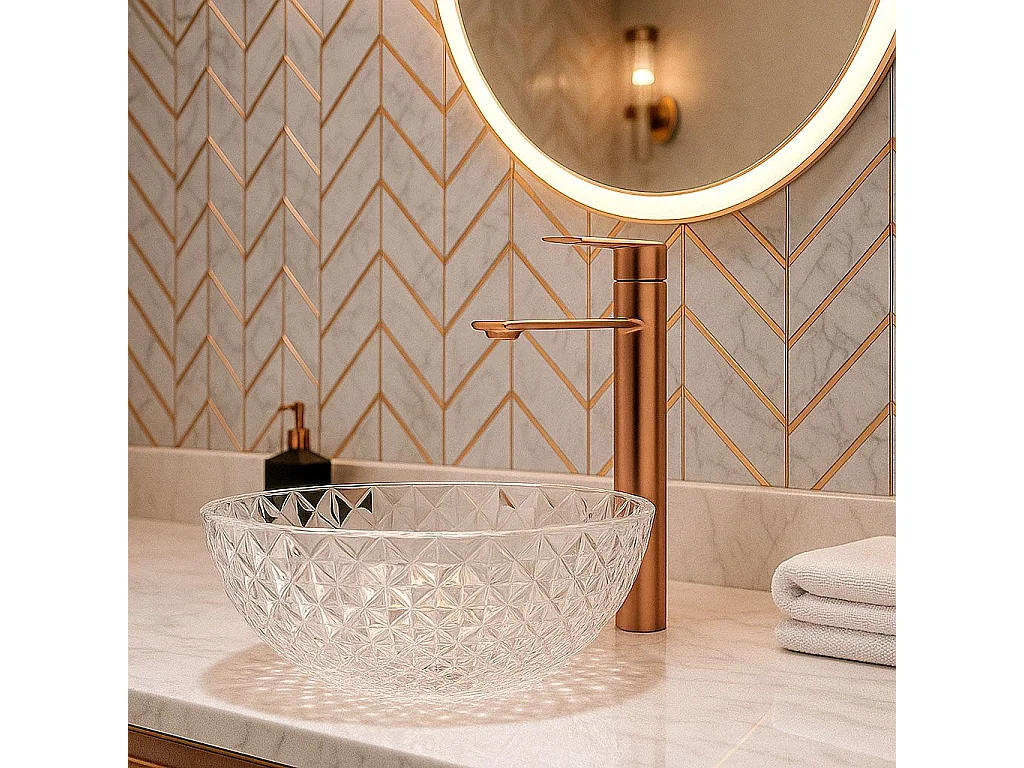 Robinet De Lavabo Rea Storm High Brush Copper